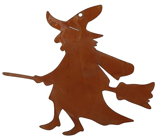 Rostikal Kleine Hexe 16 x 19 cm Hängedeko Halloween Gartendeko Rost Metall Deko Figur