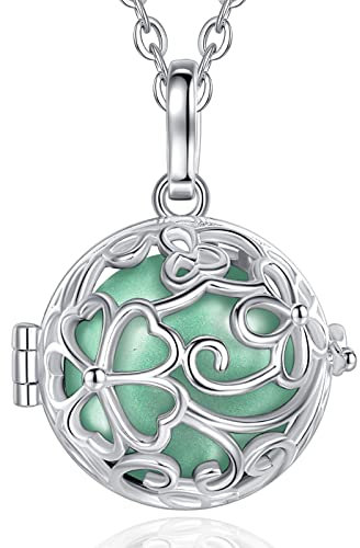 AEONSLOVE Collier Femme Enceinte Collier Bola Grossesse pour Future Maman Pendentif Grelot Enceinte Cage avec Boule Sonore Joujou de Bébé, Cadeau de Noël Naissance, Chaîne 114cm