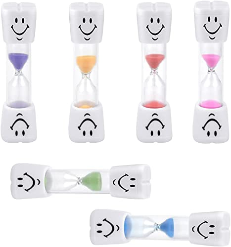Lot de 6 sabliers colorés pour enfants, pour jeux, cuisine, brossage des dents (2 minutes/3 minutes)