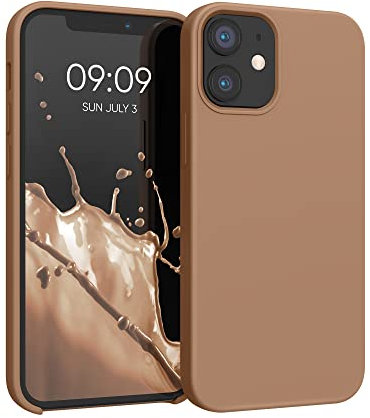 kwmobile Carcasa Compatible con Apple iPhone 12 Mini Funda - Case TPU y Silicona antigolpes - Apto Carga inalámbrica - café Capuchino