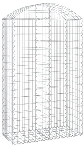 Tidyard Panier de Gabions Arqué Cage à Gabion, Gabion pour Pierres en Fer Galvanisé Barrière de Jardin ou Patio 100x50x160/180 cm
