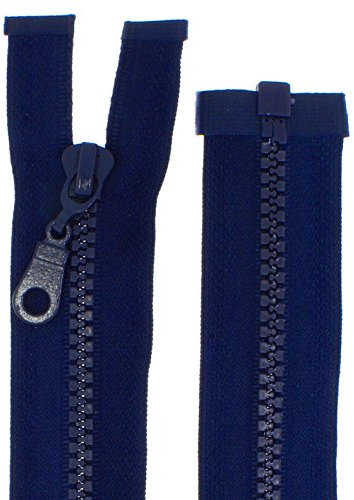 Chiusura lampo per giacche, plastica, chiusura lampo divisibile (blu scuro, 55 cm)