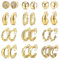 Morfetto 12 Paar Clip auf Creolen für Damen Gold Clip auf Ohrringen Twist Runde Klobige Creolen Clip Ohrringe Kein Piercing Gefälschte Ohrringe Gold