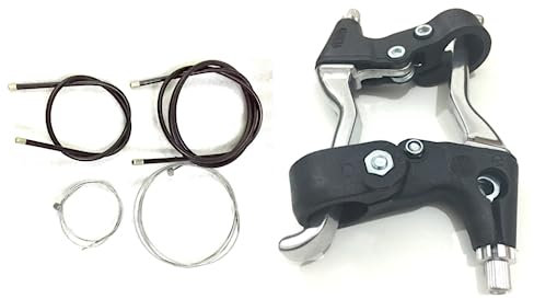 AARNAV 1 Pair Bicycle Brake Levers Hand Brakes Universal Cycling Brake Lever Handles Handlebar Aluminum Alloy Brake Lever and Cables for MTB Mountain Bike Road (Silver Alloy Lever Set With Cables Set)