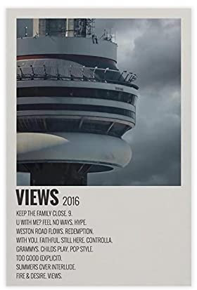 Kanadischer Rapper Drake Views 2016 Musikalbum Cover Schlafsaal Schlafzimmer Wandkunst Deco Poster Leinwand Poster Wandkunst Dekor Bild Gemälde für Wohnzimmer Schlafzimmer Dekoration ungerahmt 30,5 x