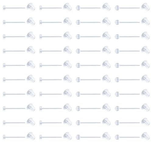 LAURITAMI Durchsichtige Ohrstecker Piercings Ohr Plastik Stecker Ohrstifte Ohrstopper Kunststoff Clear Stud Piercing Retainer