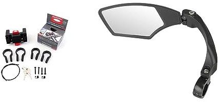 KLICKfix Zubehör Lenkeradapter mit Schloss, Schwarz, 26.0 & 32.0mm & M-Wave SPY Space Fahrradspiegel, schwarz