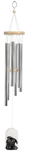 Windspiel mit 6 Metallrohren, Schwarz Stumpfes Mops-Windspiel für Garten, Innen und Außen