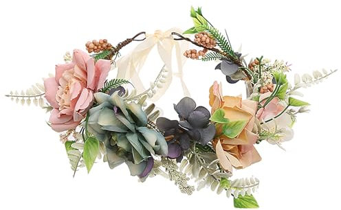 Vivivalue Feen-Blumenkrone, Waldblumen-Haarreif, Wald-Elfen-Kopfschmuck, Elfen-Kreis-Accessoire für Frauen und Mädchen, Halloween, Cosplay, Renaissance-Party