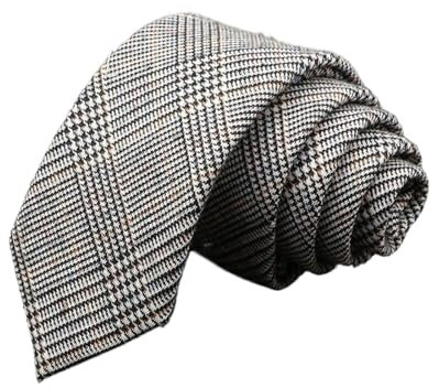 ZacLAy Herren-Krawatten, 6cm, klassische Baumwolle, handgefertigt, schmal, grau, kariert, gestreift, schmaler Kragen, schmaler Kaschmir, lässige Krawatten-Accessoires, Einheitsgröße
