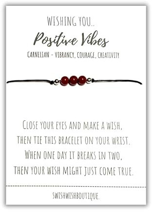 Positive Vibes Crystal Bracelet, Crystal Gifts, Positivity Crystals, Carnelian Bracelet, Letterbox Gift, Crystal Bracelets for Women, Make a Wish Bracelet