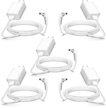 5-Pack Indoor/Outdoor Power Adapter Charger for Ring Stick Up Cam Plug-in/Ring Stick Up 2nd Gen, Ring Spotlight Cam,Ring Pan Tilt Stick Up Camera Plug in Charging Cord Cable (4m/13.2ft) White