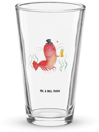 Mr. & Mrs. Panda Premium Trinkglas Hummer Weizen - Geschenk, Cocktail Glas, Garnelen, Bierglas, Meerestiere, Wasserglas, Meer, Pint Glas, Urlaub,