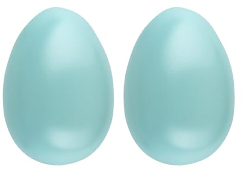 Ideen mit Herz Deko-Eier | Oster-Nest | Frühjahrs-Dekoration | mit Loch zur Aufhängung | Bastelidee | DIY | Ø 6,5 cm | 10 cm hoch | 2 Stück (pastelltürkis)