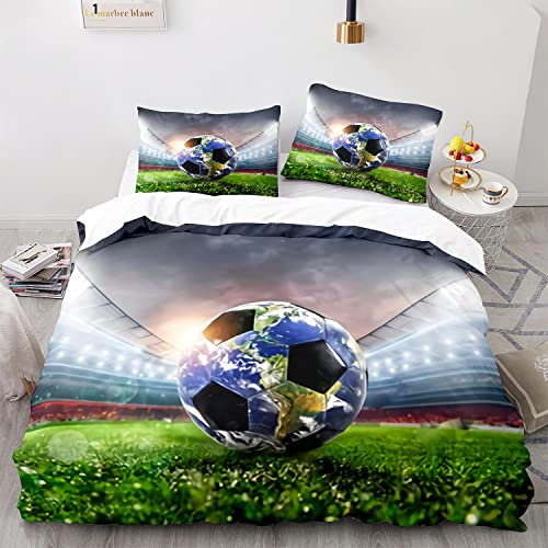 LKFFHAVD Fussball Bettwäsche 135x200 Jungen,Kinderbettwäsche Fußball Jungen Teenager Sport Bettbezug Mit Kissenbezug, Für Kinder Jungen (140 x 210CM,5)
