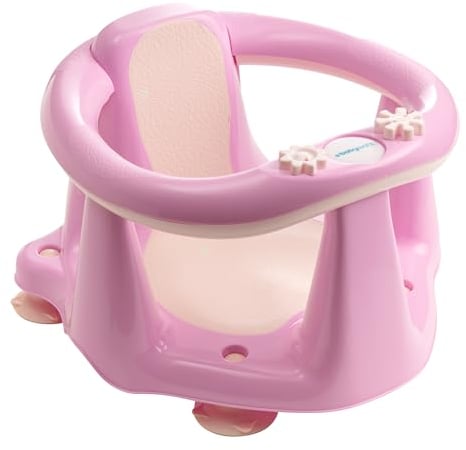 baby-walz Badesitz Deluxe pink - mit Saugnäpfen - Flüssigkristall-Thermometer - 2 eingebaute Spielzeuge - ergonomisch geformt - rutschfestem Weichgummi - von 6 bis 15 Monaten geeignet