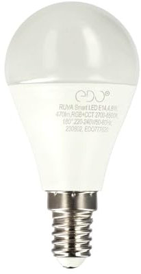EDO RUVA Bombilla Inteligente LED E14 4,8 Watt RGB CCT Multicolor Inteligente WiFi Control Remoto App TUYA Compatible con Alexa 470 Lumen 2700-6500K Ahorro Energético Regulable 1 unidad