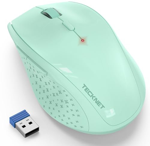 TECKNET Souris sans Fil 4800 DPI, Classique Ergonomique Silencieuse Souris Optique avec 6 Boutons, 2,4 G avec Récepteur Nano USB Souris Compatible PC Macbook Ordinateur Portable -Vert