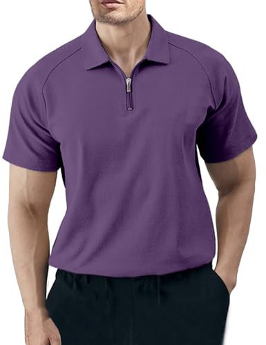 Clothing for Mens Polo Shirts Mens Golf Tops for Men Polo Shirts Mens Mens Tshirts Short Sleeve Polo Shirts Mens Black Polo Shirt Men Summer Shirts for Men Golf Tops for Purple XL