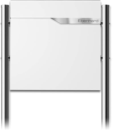 Metzler® Standbriefkasten mit Zeitungsfach und Edelstahl-Namensschild in Weiß RAL 9016 witterungsbeständig UV-stabil inkl. Ständer 120 cm individuell gravierbar Maße 37 x 37 x 10,5 cm