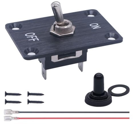 ulafbwur Dust-proof Toggle Switch Cover Waterproof with Boot 12v Mounting Plate Heavy Duty Spst On/off Black