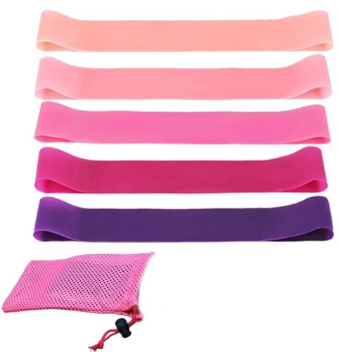 AEIOPRS 5 pcs Fitnessbänder Widerstandsbänder Widerstandsbänder Gymnastikbänder für Muskelaufbau Pilates Yoga mit Taschen