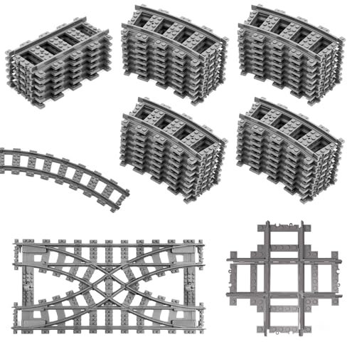 JAOGAUS City Schienen, 41 Stück City Bausteine Schienen, City Schienen Eisenbahn Schienen Set für Bausteine Geschenke, Erweiterungsset