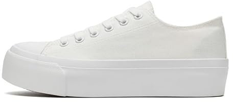 Ladies Fashion Platform Trainers Women’s Platform Low Top Lace Up Canvas Shoes Pumps Plimsolls Outdoor Tennis Walking Shoes