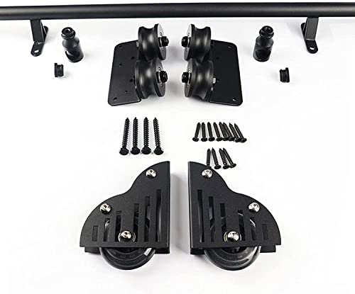 Kit de quincaillerie pour porte de grange coulissante en tube rond en acier noir 1 m 6,1 m