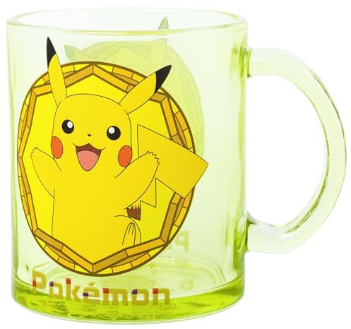 Silver Buffalo Pokémon Sparkle Pikachu Tasse à café en verre avec cadre rond 500 ml