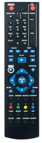 AKB73215301 Replace Blu-ray Player Remote Control Fit for LG BD370 BP320 BP135WN BP255 BP335W-N BPM34 BD551 BD555C BD610 BD620 BD520 BD572 BD580 BD530 BD550 BP325 Blu-Ray Disc DVD Player BD Players