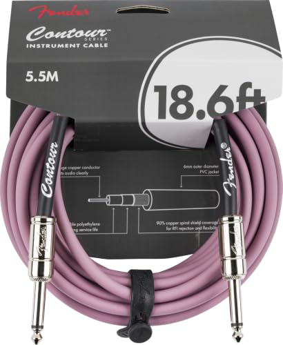 Fender Contour Instrument Cable, Guitar Cable, Guitar Accessories, Straight/Straight, Burgundy Mist, 18.6 ft