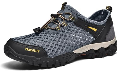 TRAILBLITZ Herren Wasserschuhe, Schnell Trocknend Badeschuhe, Weich Leicht Traillaufschuhe Fitnessschuhe mit rutschfest Sohle & Breiter Zehenbox,Grau 42