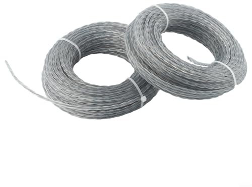 Gras Schneideseil zwei Rollen mit jeweils 15 m, für Freischneider und elektrische Trimmer (15 m x 3,0 mm x 2 Stück)