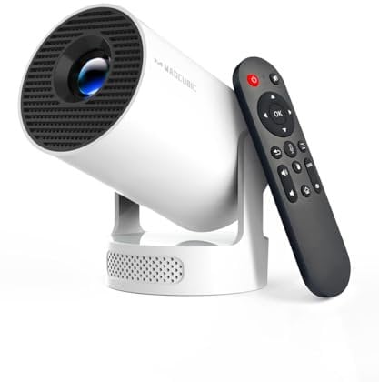 Magcubic Mini Projector, 4K Support Smart Projector with WiFi 6 and Bluetooth 5.4, 5W Soundbase Speaker, Auto Vertical Keystone 180° Rotatable Portable Video Projectors for Home Bedroom Outdoor