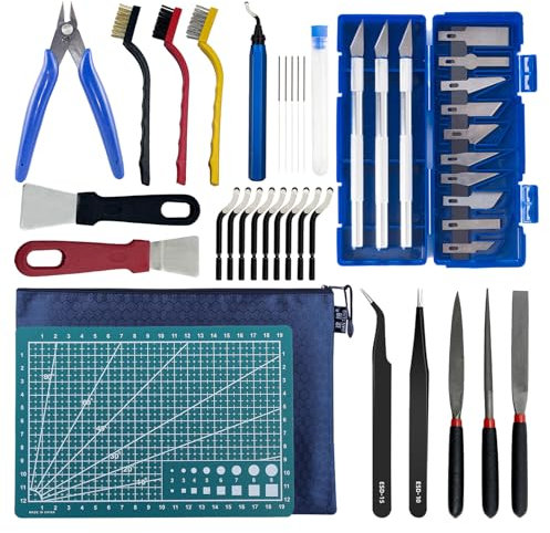 Killogood 3D Drucker Zubehör Kit, 3D Drucker Werkzeug Kit, 41PCS 3D Drucker Tool Kit mit Düsenreinigungsset, Entgraten, Zangen, 3D Drucker für Reinigung Wartungs