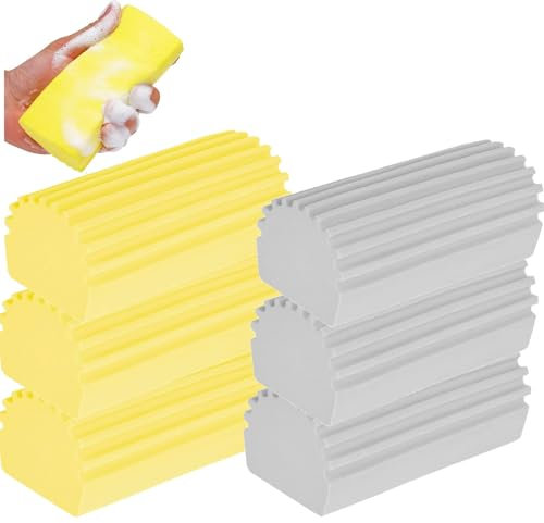 ZQSFPK 6 Pack Damp Duster, Magic Dust Buster Sponge, Reusable Cleaning Sponge, for Blinds, Wooden Shutters, Glass, Baseboards, Vents, Mirrors & Window Tracks