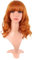 MapofBeauty 14 Zoll/35 cm Kurze Gewellte Lockige Frauen Frische Helle Synthetische Gewöhnliche Flache Pony Bob Perücke (Hell Orange)
