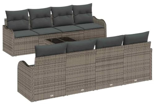 vidaXL Gartensofa-Set Grau 55 x 55 x 37 cm Poly-Rattan, Garten und Terrasse, modernes modulares Design, UV-beständige Materialien, leichtes Sofa-Set, Außensitzgruppe