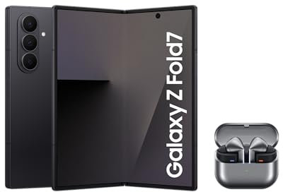 Samsung Galaxy Z Fold7 AI Phone + Buds3 Pro, Thin and Light Foldable Design, Large Screen, 200MP Camera, 1TB Storage, 16GB Ram, Jet Black, 3 Year Extended Warranty (UK Version)