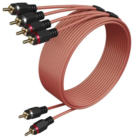 Cable de audio RCA macho de 2 a 4 canales de 20 pies, cable de interconexión adaptador RCA bi-direccional, blindado OFC chapado en oro para sistemas de alta fidelidad, cine en casa, estéreo de coche