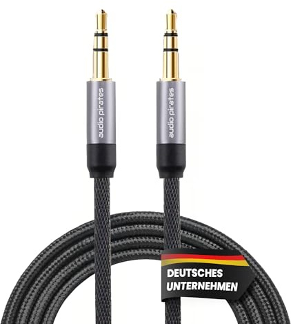 audio pirates Klinkenkabel 3,5mm AUX (6m/2-Pack) Allround-Klasse | Hi-Fi Sound, 24K vergoldete Stecker, doppelt geflochtenes Nylon, 2x Abschirmung, OFC-Leiter, universell kompatibel