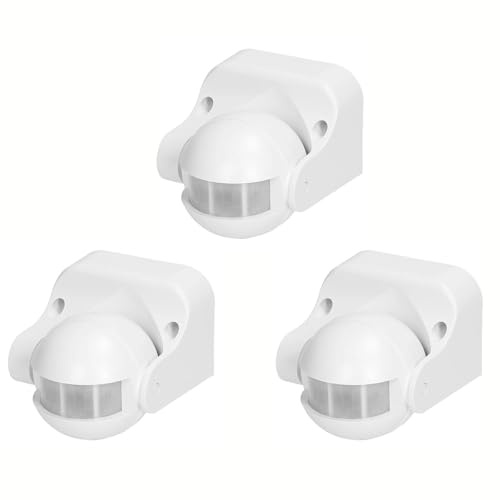 K2 STORE - Sensore di Movimento PIR con Crepuscolare a Infrarossi – Rilevatore 180° da Esterno per Faretti e Lampade, Colore Bianco 3 PEZZI