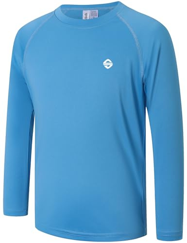 Ewbob Kids UPF 50+ Long Sleeve Rash Guard Quick Dry Tops 3-14 Years | Breathable, Lightweight, Reflective logo, Sun Protection Swim T-Shirts, for the beach, swimming, fishing, outdoor activities