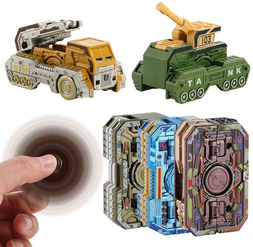 SCIONE 6er-Pack transformierbare Panzerwagen-Fidget-Spinner als Party-Tütenfüller, Fingerspitzen-Stressabbau-Sensorikspielzeug, Preise für Klassenzimmer