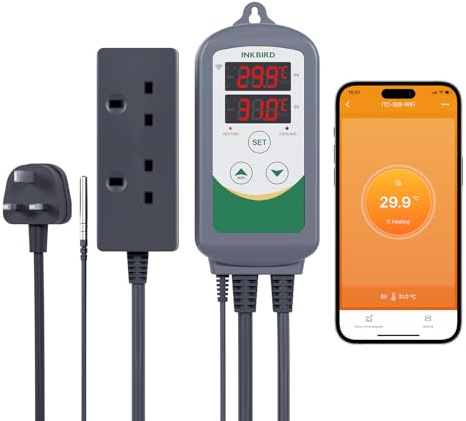 Inkbird ITC-308-WiFi Digital Temperature Controller Thermostat Remote Monitoring Controlling Home Brewing Fermentation Breeding Incubation Greenhouse