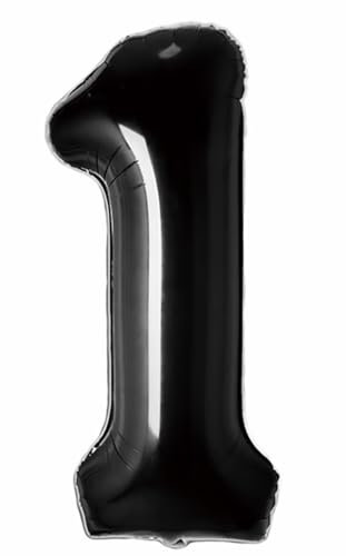 Folienballon Zahl 1 (Schwarz) von Trendario - XXL Riesenzahl 100cm Ballon - Helium Luftballons für Geburtstag, Partydeko, Hochzeit