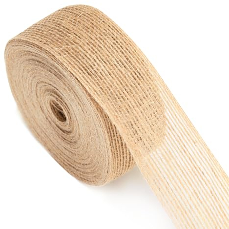 jijAcraft Juteband 3.8cm Breit, 10M Burlap Vintage Geschenkband, Sackleinen Decoband für Handwerk, Hochzeitdeko, Weihnachten, Herbstkranz