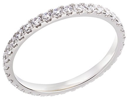 Ardeo Aurum Damenring aus 375 Gold Weißgold mit Zirkonia im Brillant-Schliff Memory-Ring Eternity Vorsteckring