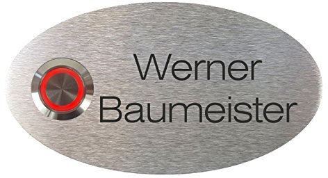 laser-diele Türklingeln – Klingelschild Edelstahl – Edelstahl Türklingel – Türklingel mit Gravur – Türklingel mit Namen – mit LED Beleuchtung – 110 x 60 mm Oval